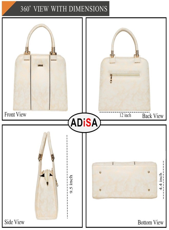 ADISA two tone handbag shoulder bag for women and girls with sling belt (AD4069-CRE) - Image 3